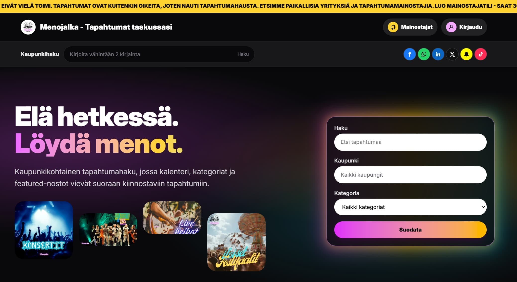 Bluepeak oy referenssi menojalasta. Menojalka etusivun Hero osion kuva.