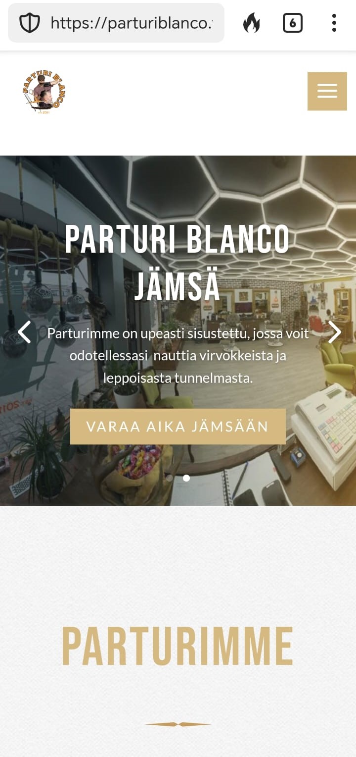Parturin etusivu mobiilissa